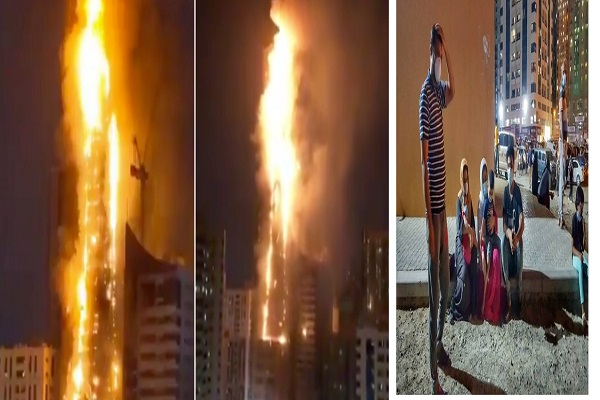 uae massive blaze sharjah high rise tower