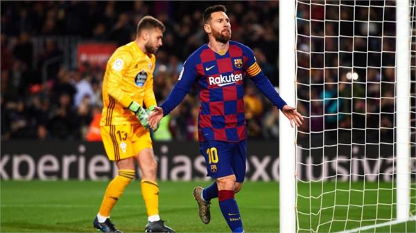 barcelona defeated celta 4 1 with messi  s trick