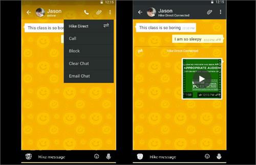 hike direct feature alow users send messages and files without internet