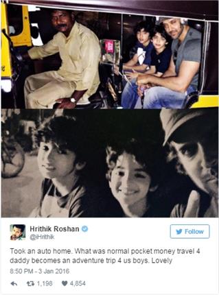 hrithik with the children taken auto rickshaws ride
