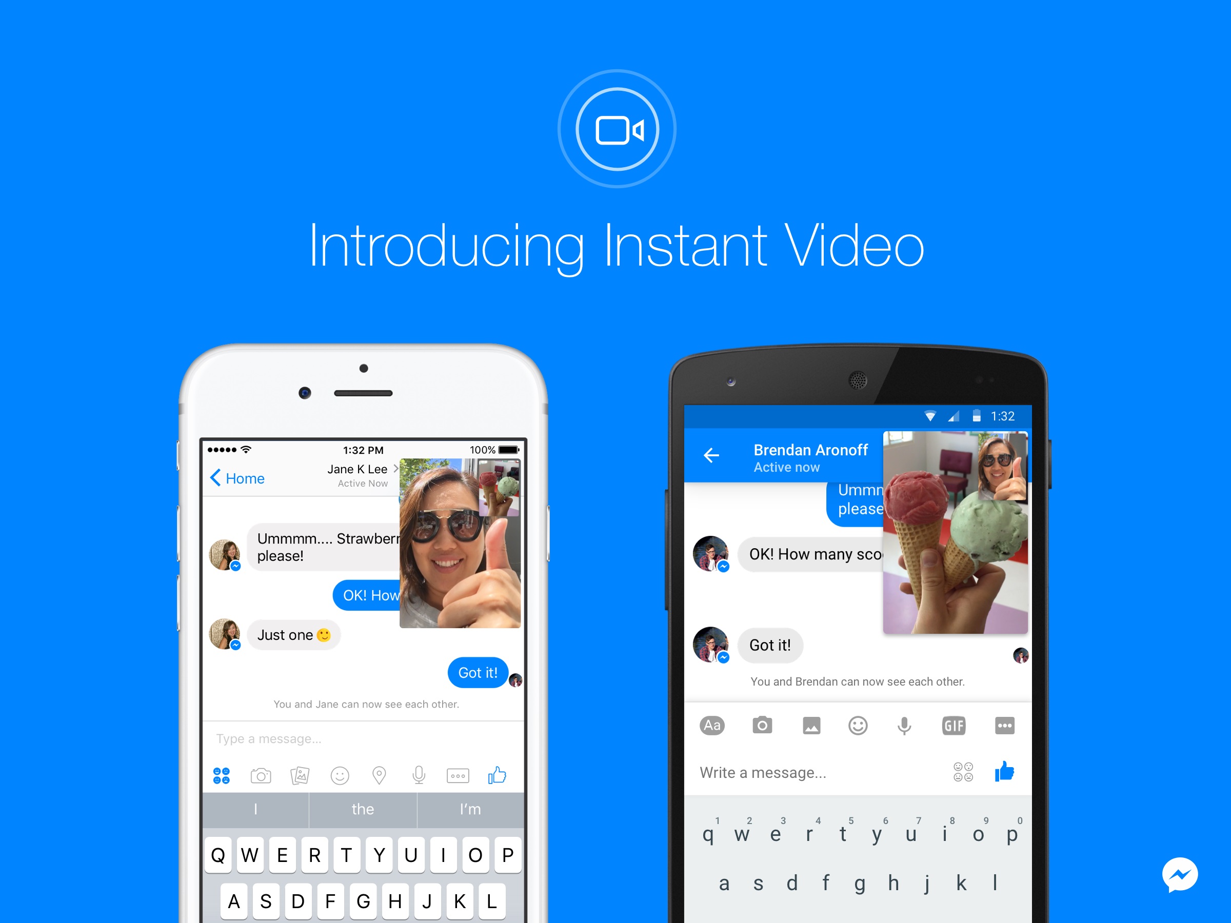 facebook adds  instant video  option to texts in messenger