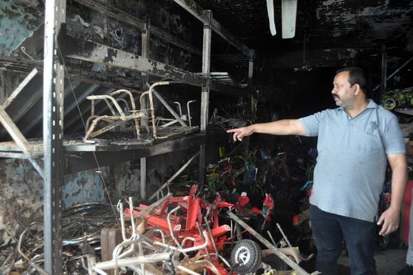 a fire in a bike showroom  a loss of tens of millions