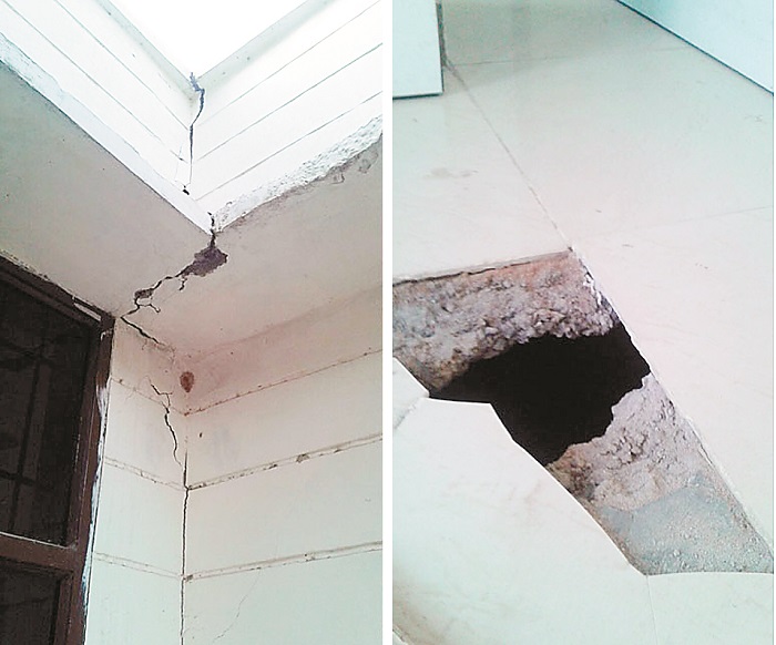 ਸਾਲ ਪਹਿਲਾਂ ਘਟੀਆ ਸਮੱਗਰੀ ਦੀ ਵਰਤੋਂ ਕਰ ਕੇ ਲੱਖਾਂ ਰੁਪਏ ਦੀ ਲਾਗਤ ਨਾਲ ਬਣੇ ਸੇਵਾ ਕੇਂਦਰ ''ਚ ਆਈਆਂ ਤਰੇੜਾਂ