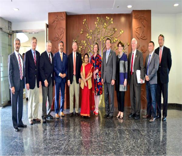 sushma swaraj meet 9 member us congressional delegation