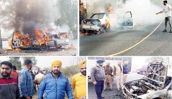 the carriage car rolls over the amritsar jalandhar bypass