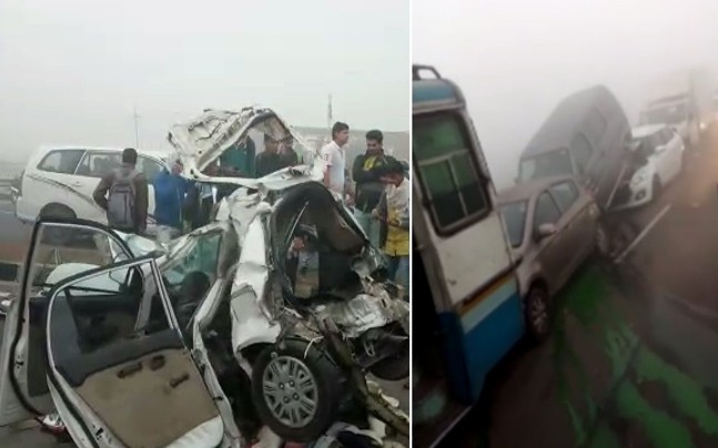 ਹੁਣ ਪਲਵਲ ''ਚ ਨੈਸ਼ਨਲ ਹਾਈਵੇ ''ਤੇ ਇਕ-ਦੂਜੇ ''ਚ ਵੱਜੇ 20 ਵਾਹਨ ਇਕ ਔਰਤ ਦੀ ਮੌਤ, ਕਈ ਜ਼ਖਮੀ