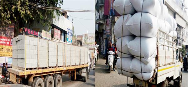 overloaded vehicles running on roads by lifting death equipment