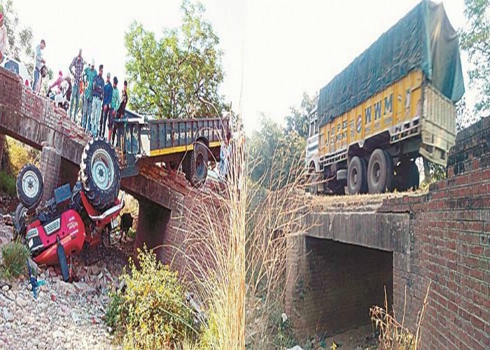 ਜਾਨ ਤਲੀ ''ਤੇ ਧਰ ਕੇ ਬਿਨਾਂ ਰੇਲਿੰਗ ਵਾਲੀ ਪੁਲੀ ਤੋਂ ਲੰਘਦੇ ਹਨ ਵਾਹਨ ਚਾਲਕ