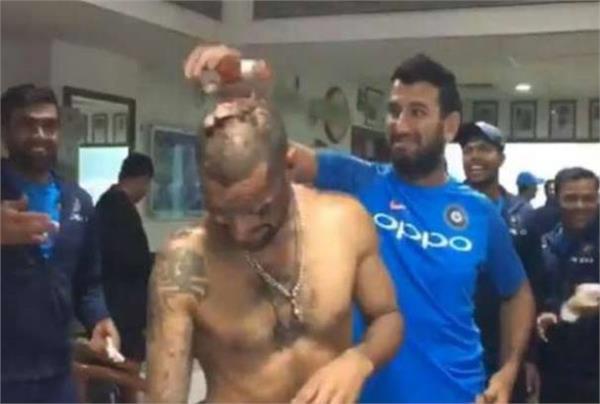 indian team celebrates   gabbar   birthday party on display  see video 