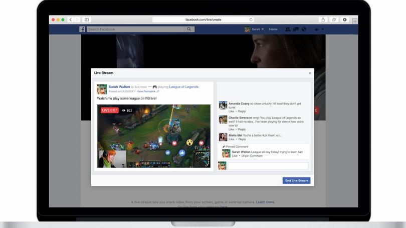 users can now broadcast live video to facebook from their desktop or laptop computers