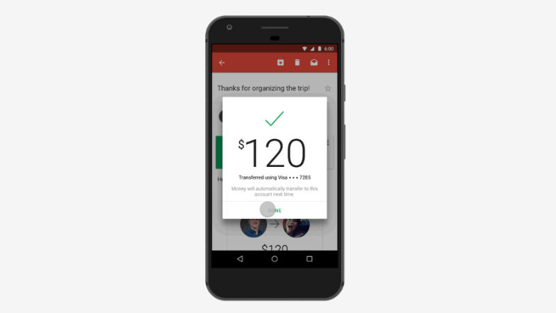 gmail for android now lets you send people money
