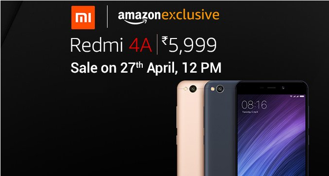 xiaomi redmi 4a goes on sale on amazon today in india