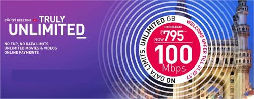 excitel broadband offers download speeds up to 100mbps at just rs 795 per month