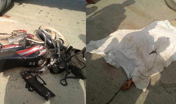 death of motorcyclist due to collision with a truck