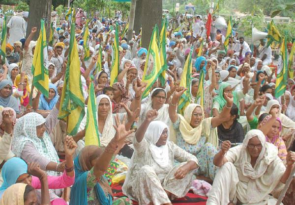 farmers gave dharna before commissioner  s office