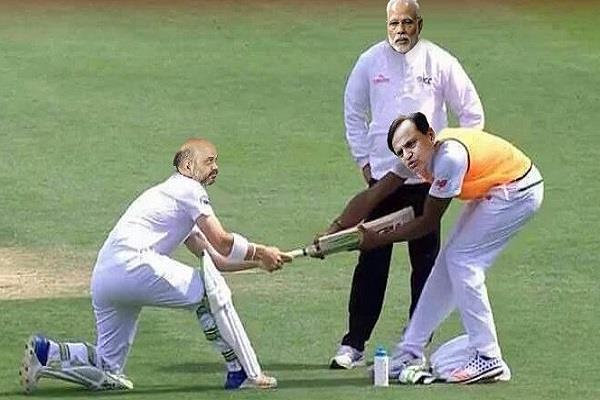 amit shah and ahmed patel  on social media