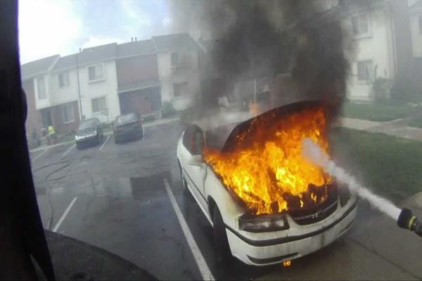 running car fire  hair and hair left