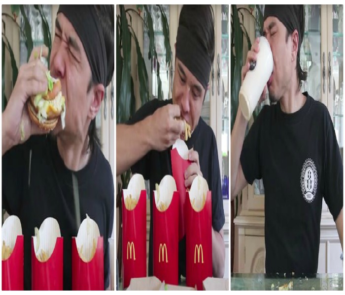 OMG! ਪੰਜ ਮਿੰਟ ''ਚ ਇਸ ਸ਼ਖਸ ਨੇ 7,480 ਕੈਲੋਰੀ ਫਾਸਟ ਫੂਡ ਖਾ ਕੇ ਬਣਾਇਆ ਨਵਾਂ ਰਿਕਾਰਡ (ਵੀਡੀਓ)