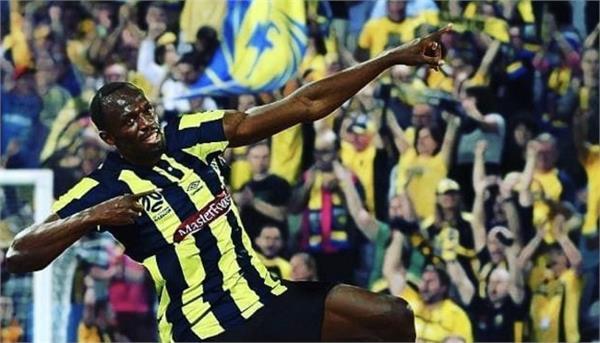 bolt played in football  scored two goals in the dube match