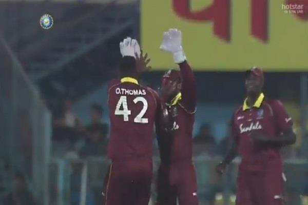 when this bowler bowled dhawan and slap wicketkeeper
