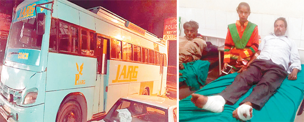 ਨਿੱਜੀ ਬੱਸ ਦੇ ਡਰਾਈਵਰ ਨੇ ਕੁਚਲੇ ਕੈਂਟਰ ਚਾਲਕ ਦੇ ਪੈਰ