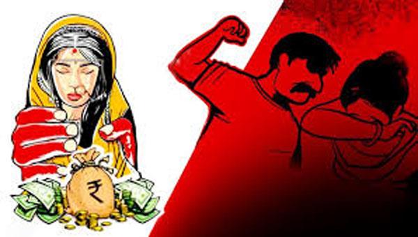 married and her son beating her for dowry