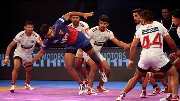 pro kabaddi league  thriller win over haryana in delhi