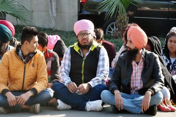a protest demonstration at the vice chancellor  s office