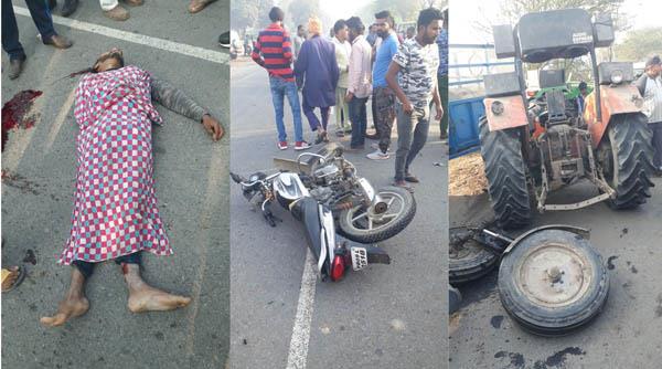 tractor trolley and motorcycle collision young death