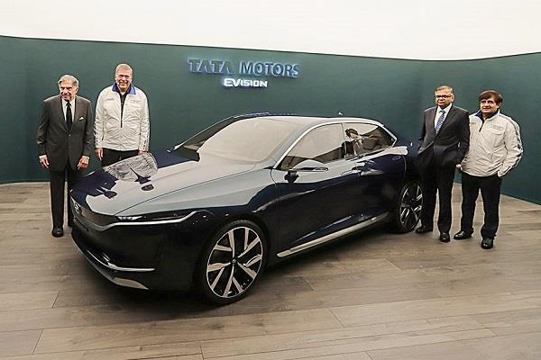 geneva motor show 2018  e vision concept sedan car introduced by tata motors