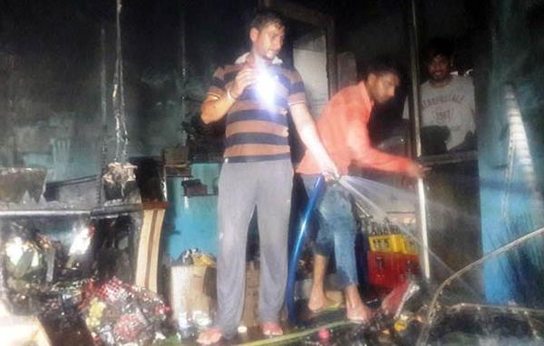wires sparking the shop fire  the loss of millions of rupees