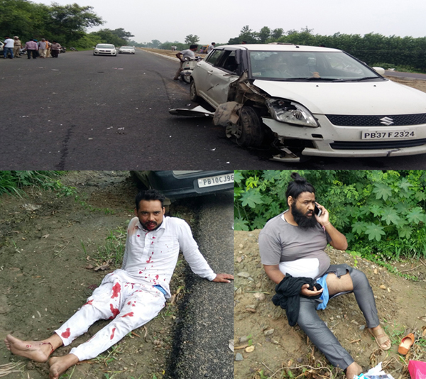 ਕਾਰ ਦੀ ਟੱਕਰ ਨਾਲ 2 ਮੋਟਰਸਾਈਕਲ ਸਵਾਰ ਜ਼ਖਮੀ