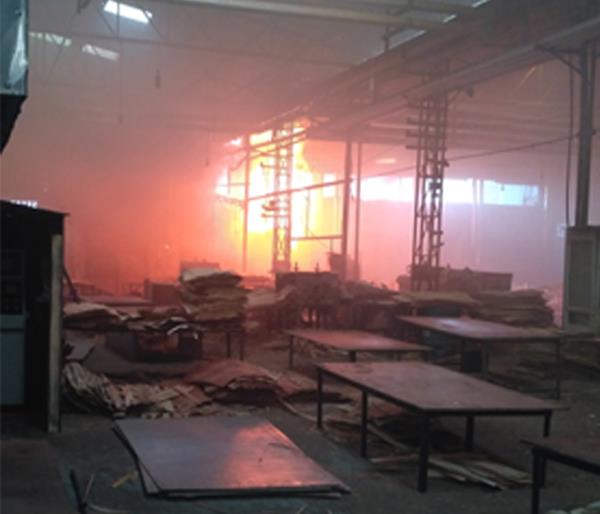 fire in plywood factory