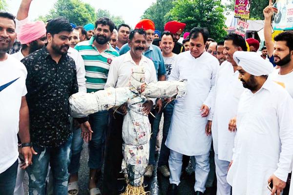 constitution infused  modi  s effigy