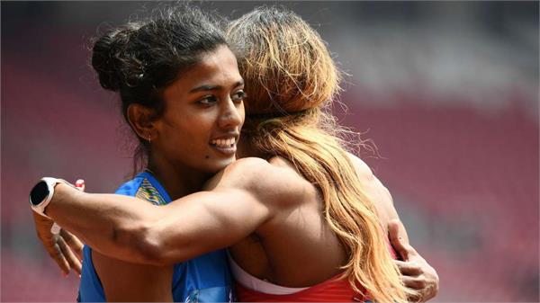 asian games anu jonna in the final of the 400 meter barrier race