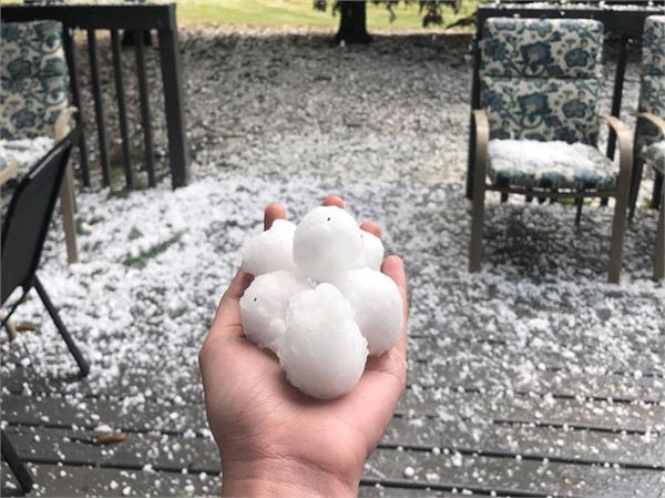 hailstones in calgary  people made pictures