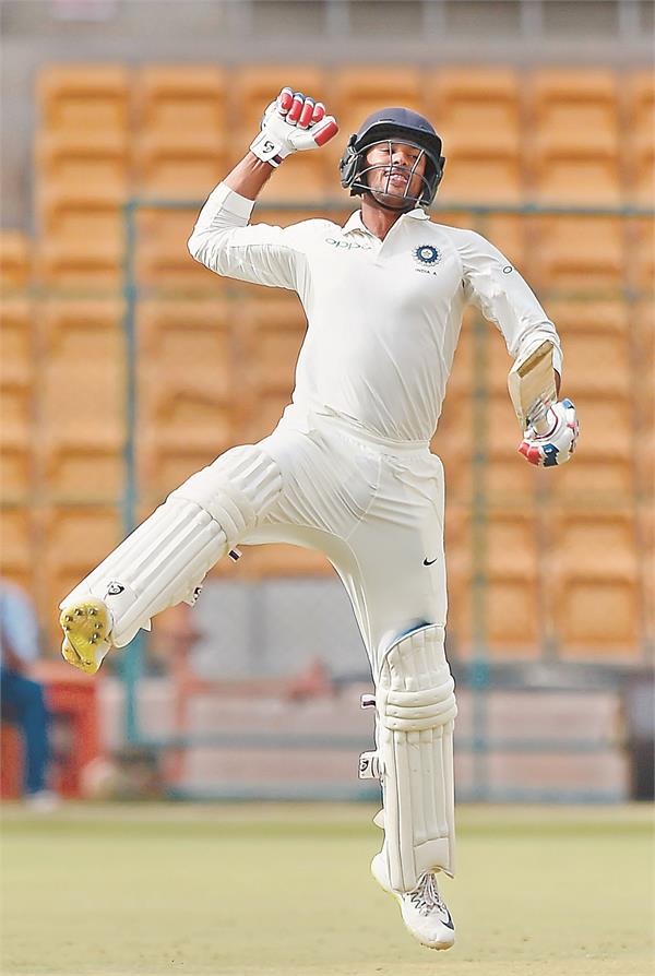 mayank scored a double hundred and a century by the prithvi