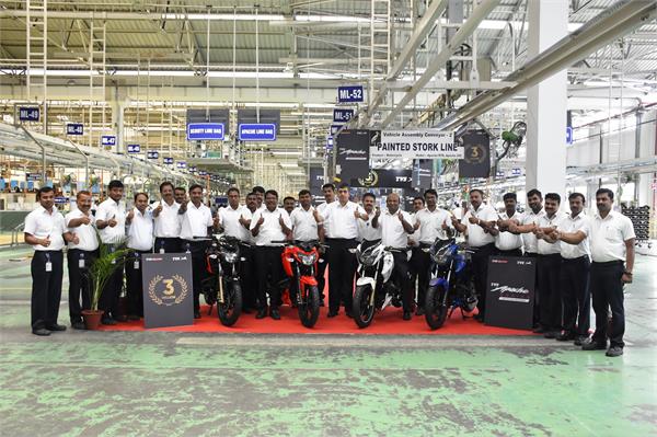 tvs apache crosses 3 million sales