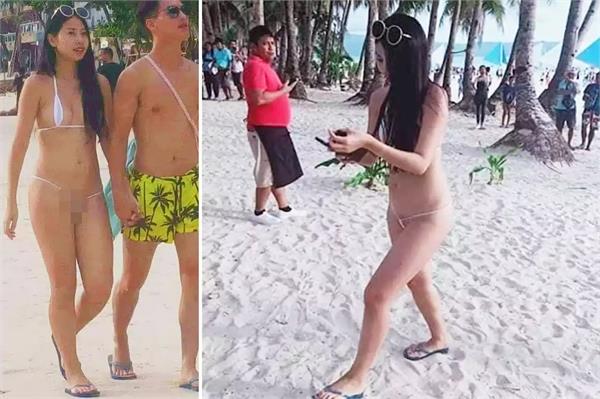 woman found bikini on beach  police lodged a fine