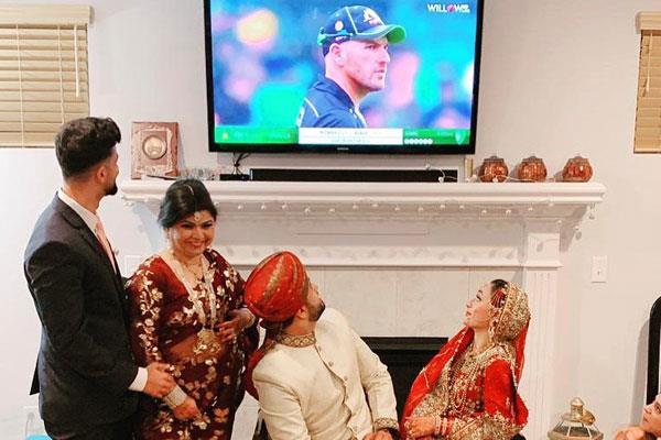 it is called cricket fan  the match even on wedding night