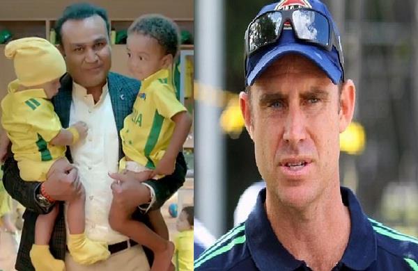 virender sehwag  babay sitting  matthew hayden