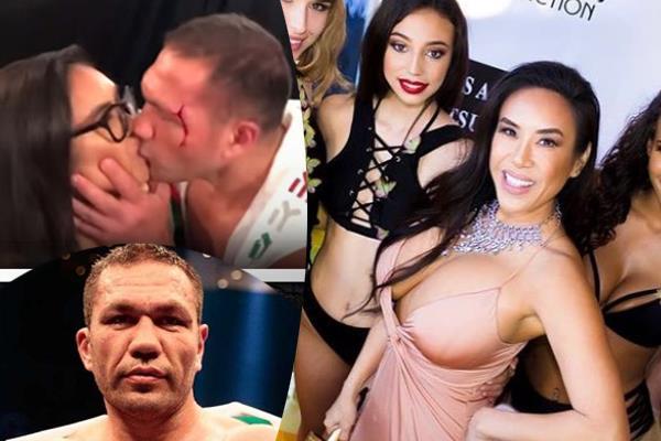 boxer kubrat pulev suspended kissing female reporter