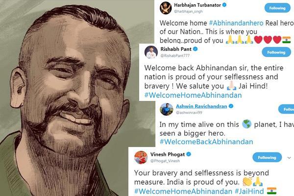 indian players welcome to congratulatory abhinandan