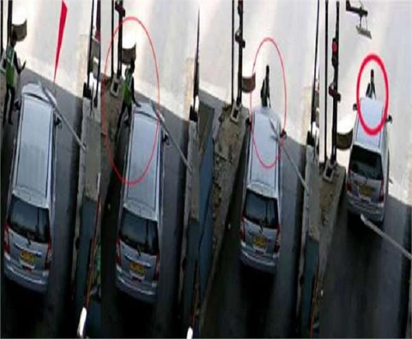 gurugram driver drags toll bonnet