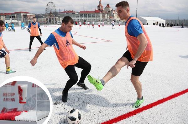 russian world cup city s new field from recycled plastic cups