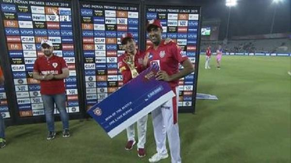 ashwin became the man of the match for the second time in ipl