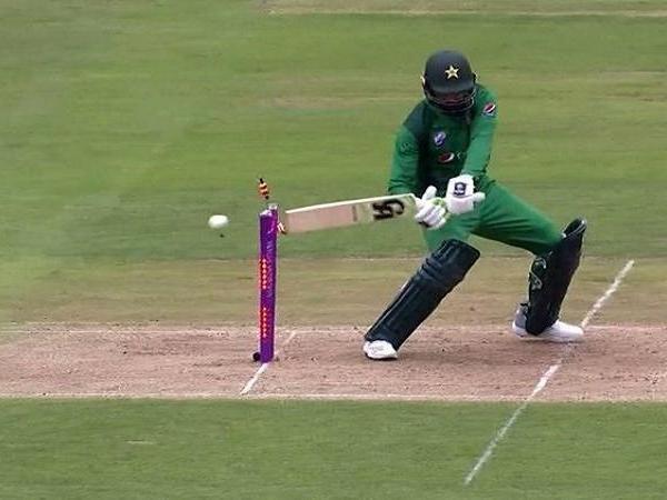 shoaib malik gets hit on the wicket