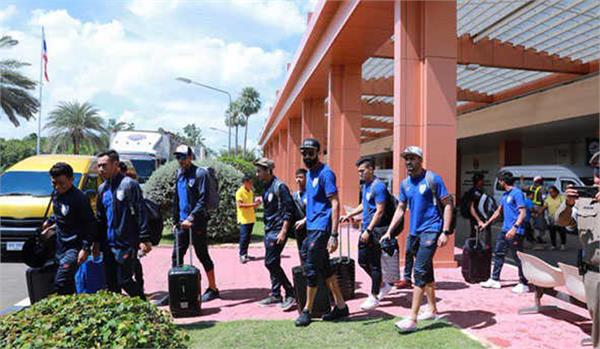 the indian football team arrived in thailand for the kings cup