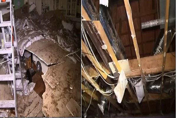 teenager narrowly avoids ceiling collapsed