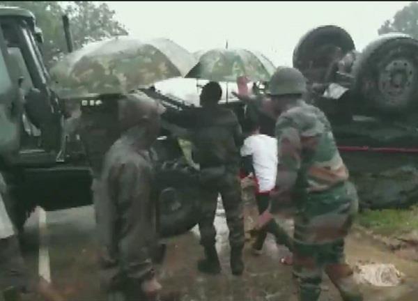 army vehicle overturned in assam